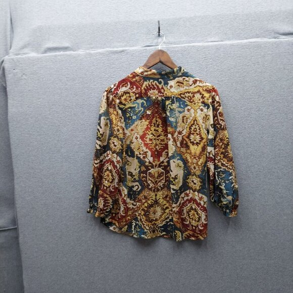 Chaps Petite Womens Multicolor Paisley Print Long Sleeve Blouse Size PL - Picture 4 of 4